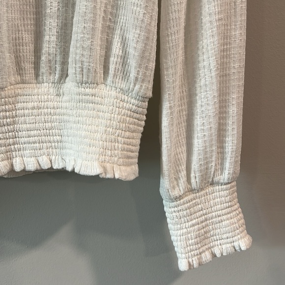 Free People - small, white Boulevard Ruffle smocked turtle neck - Picture 3 of 6